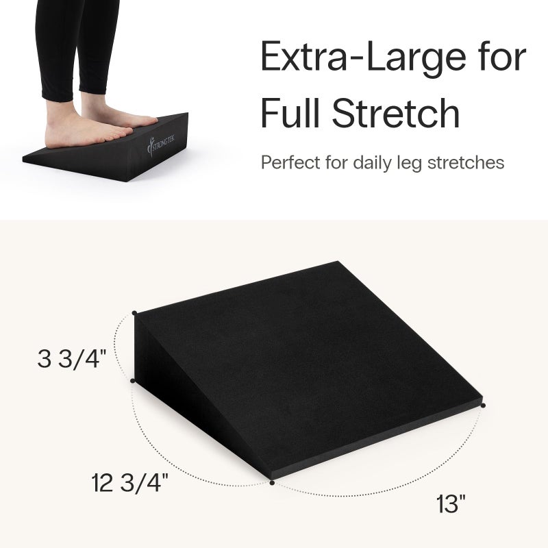 StrongTek XL Foam Yoga Wedge Blocks, Black, Set of 2, 16.5Â° Incline, 13" Ã— 12.75" Ã— 3.75", for Yoga, Stretching, Squats & Physical Therapy - Image 1