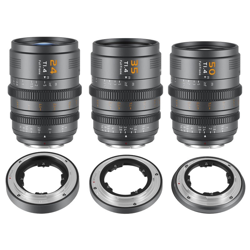 SIRUI VP1 Vision Prime 1 T14 Full Frame Cine Lens Set 24mm 35mm50mm Manual Focus Cinema Lens with PreInstalled E Mount Interchangeable RFZL Mounts Metal Gray - Image 2