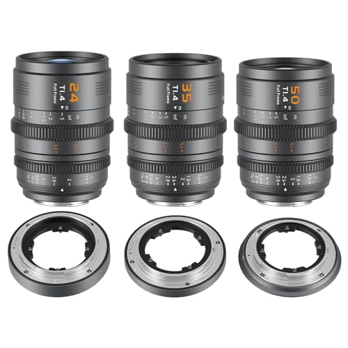SIRUI VP1 Vision Prime 1 T14 Full Frame Cine Lens Set 24mm 35mm50mm Manual Focus Cinema Lens with PreInstalled E Mount Interchangeable RFZL Mounts Metal Gray - Image 1