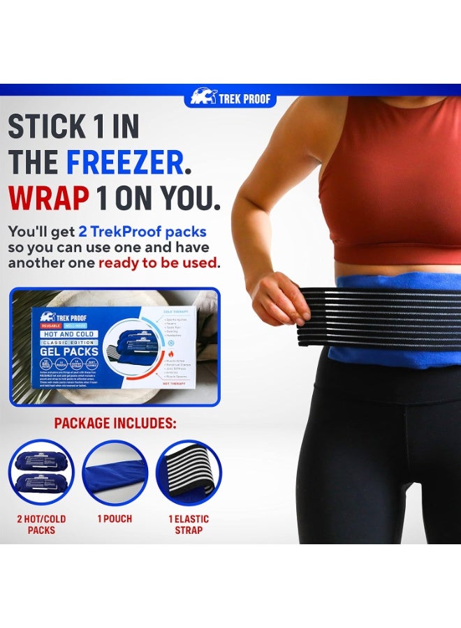 TrekProof Ice Packs for Injuries Reusable (3-Piece Set) â€“ Hot and Cold Ice Pack Therapy Gel Wrap Support â€“ Supports Recovery, Joint and Muscle Pain â€“ Knees, Back & More (3 Piece Set - Classic) - Image 5