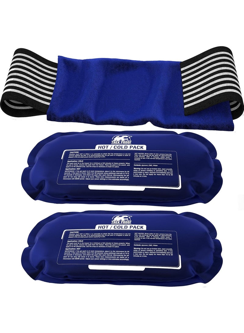 TrekProof Ice Packs for Injuries Reusable (3-Piece Set) â€“ Hot and Cold Ice Pack Therapy Gel Wrap Support â€“ Supports Recovery, Joint and Muscle Pain â€“ Knees, Back & More (3 Piece Set - Classic) - Image 1