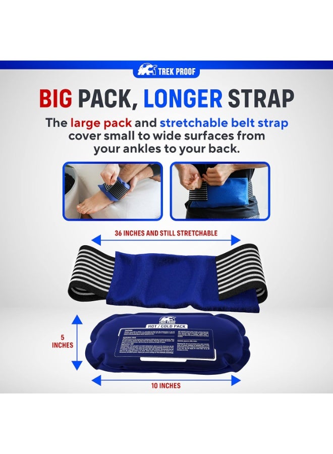 TrekProof Ice Packs for Injuries Reusable (3-Piece Set) â€“ Hot and Cold Ice Pack Therapy Gel Wrap Support â€“ Supports Recovery, Joint and Muscle Pain â€“ Knees, Back & More (3 Piece Set - Classic) - Image 4