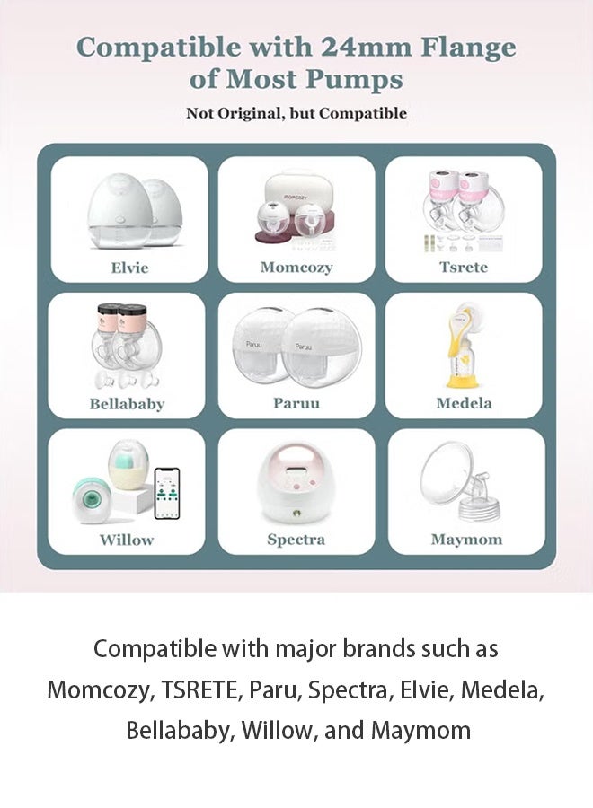 10 قطع من حشوات الشفة 13/15/17/19/21 مم لشفة/درع 24 مم لمعظم المضخات، حشوات خالية من مادة BPA، متوافقة مع مضخات الثدي Momcozy/Spectra/Bellababy/TSRETE/Nulii - Image 4