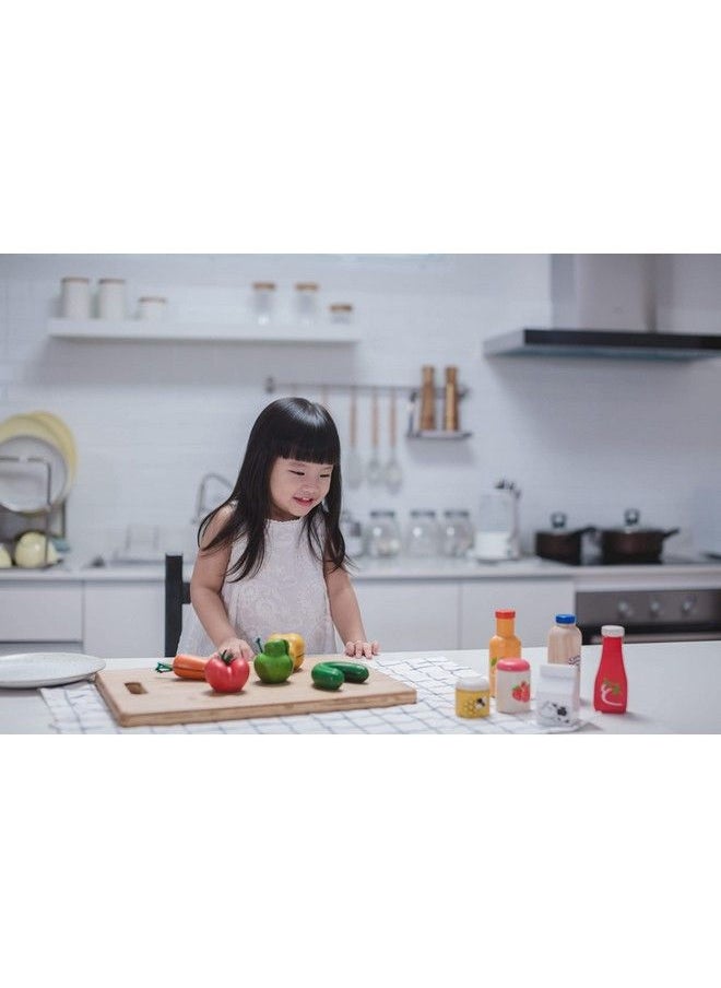 PlanToys Wooden Food And Beverage Kitchen Playset (3432) ; Sustainably Made From Rubberwood And Non Toxic Paints And Dyes  - Image 5