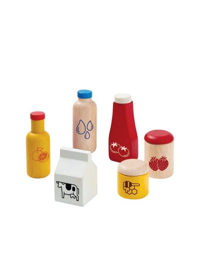 PlanToys Wooden Food And Beverage Kitchen Playset (3432) ; Sustainably Made From Rubberwood And Non Toxic Paints And Dyes  - Image 1