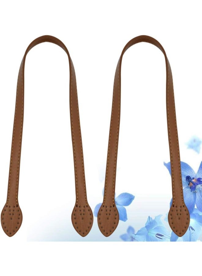 klarako 2pcs 24 Leather Purses Straps Leather Bag Handles Replacement Purse Straps Handbag Bag Wallet Straps (Yellow Brown)  - Image 4