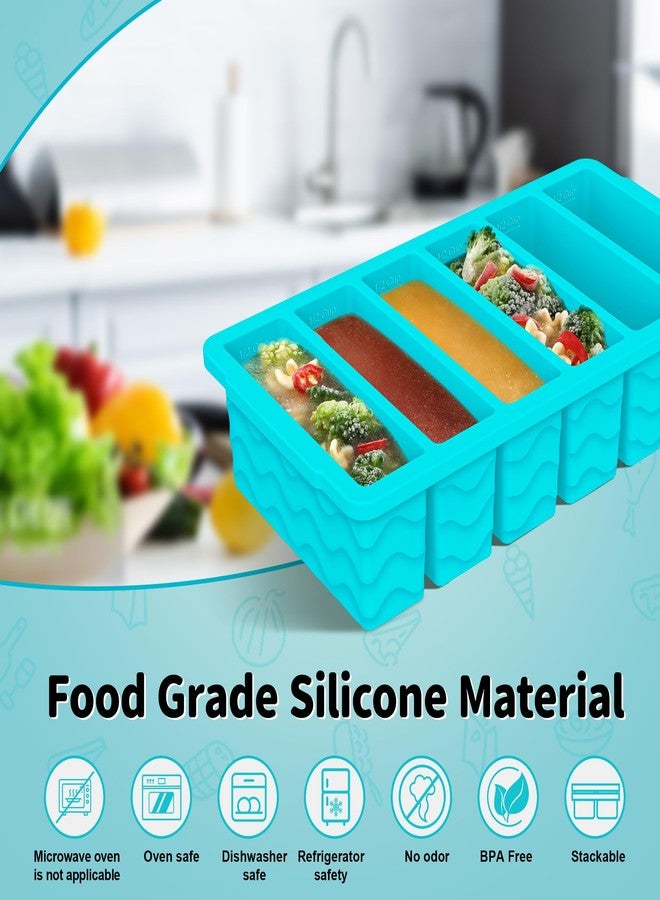 Doasuwish 4-Pack Silicone Freezer Trays with Lid,2*【2 Large 2-Cup(500ml)&6 Small 1/2-Cup(125ml)】Soup Freezer Container Molds,Ice Cube Tray For Meal Prep&Freezing Soup,Stews,Sauces,Oven&Dishwasher-Safe - Image 2