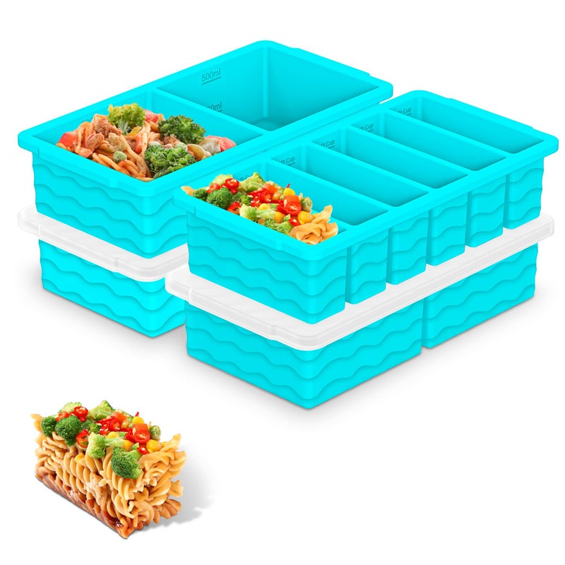 Doasuwish 4-Pack Silicone Freezer Trays with Lid,2*【2 Large 2-Cup(500ml)&6 Small 1/2-Cup(125ml)】Soup Freezer Container Molds,Ice Cube Tray For Meal Prep&Freezing Soup,Stews,Sauces,Oven&Dishwasher-Safe - Image 1