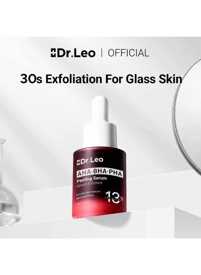 Dr.Leo Peeling Solution Serum - 13% AHA BHA PHA Exfoliating, Brightening Dark Spots Acne Scars for Glowing Skin - Image 1