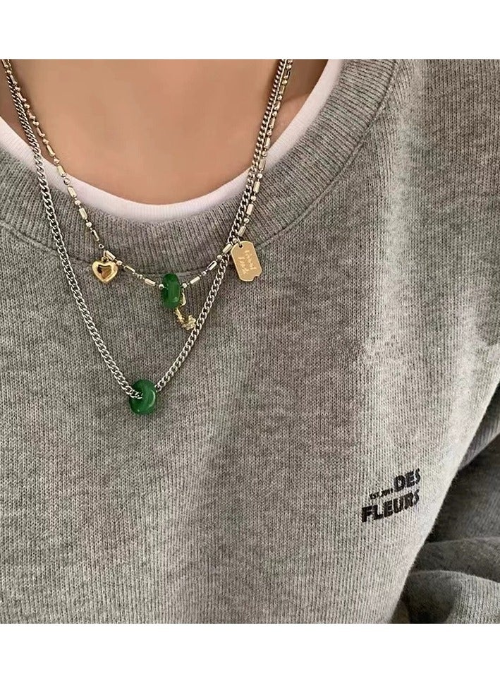 Goolsky قلادة بيان مزدوجة الطبقات للنساء - جمالية الهيب هوب البسيطة، سلسلة عظمة الترقوة بتدرجات باردة - Image 1