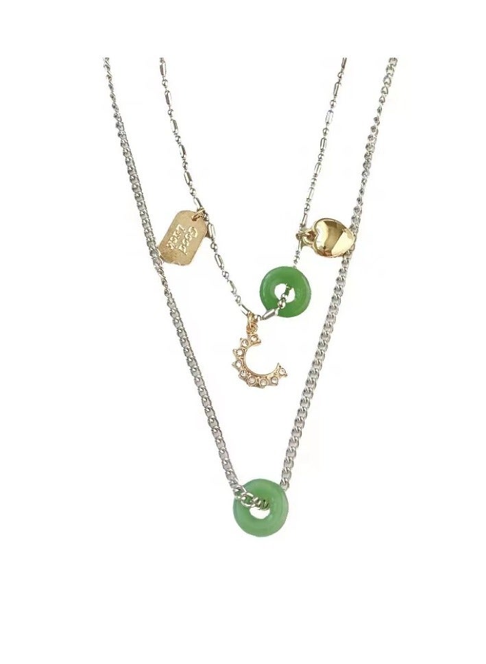 Goolsky قلادة بيان مزدوجة الطبقات للنساء - جمالية الهيب هوب البسيطة، سلسلة عظمة الترقوة بتدرجات باردة - Image 2