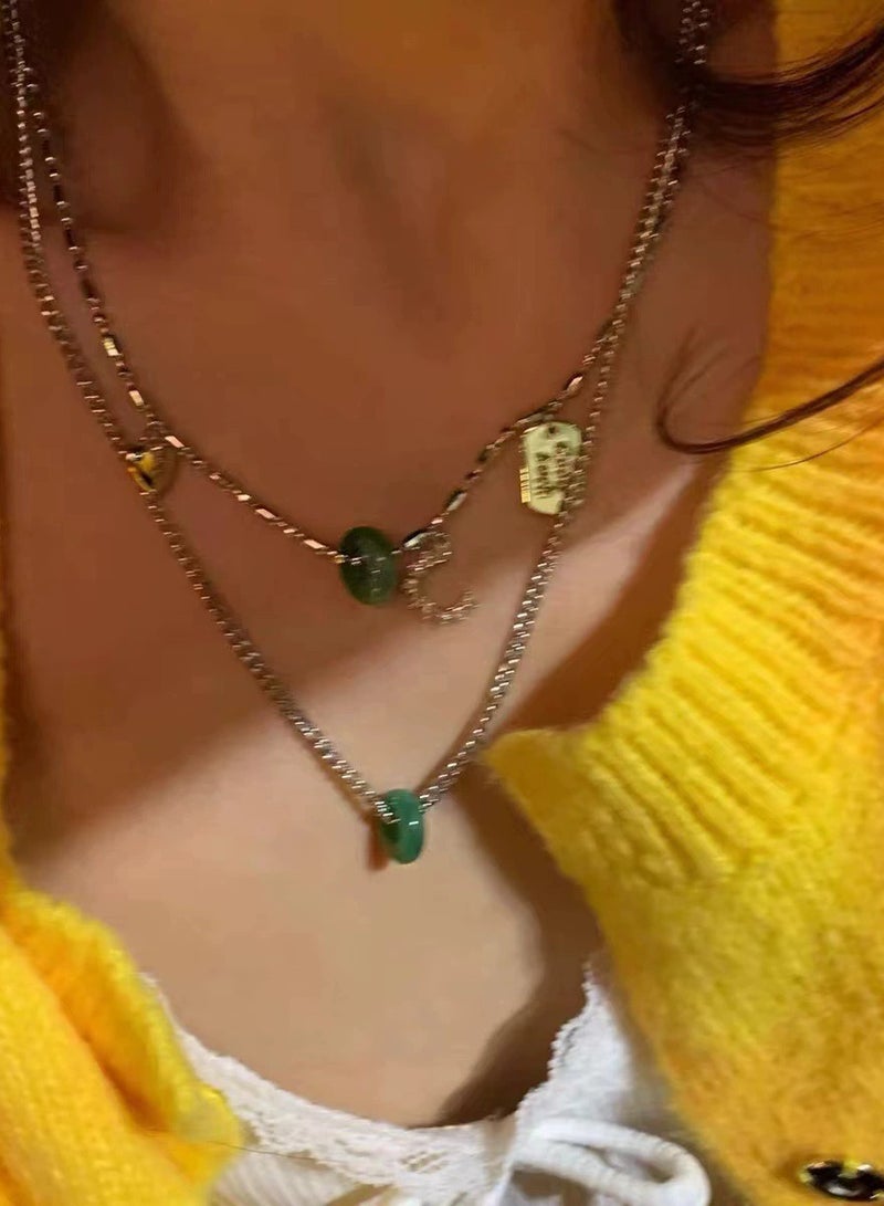 Goolsky قلادة بيان مزدوجة الطبقات للنساء - جمالية الهيب هوب البسيطة، سلسلة عظمة الترقوة بتدرجات باردة - Image 5