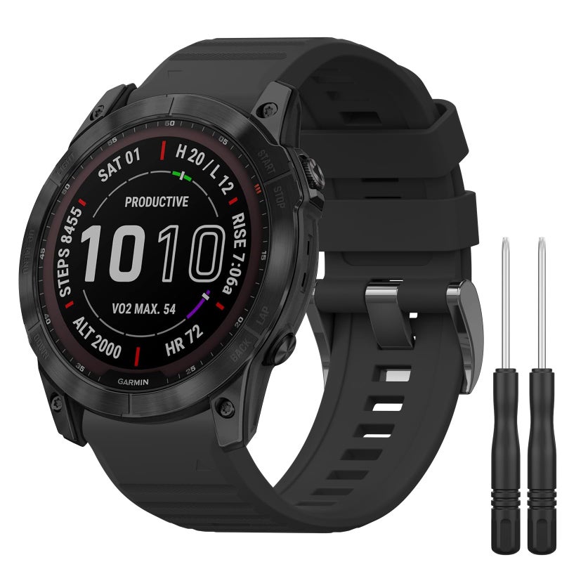 Watch Strap for Garmin Fenix 8X/Fenix 7X/Fenix 6X/Fenix 5X,26mm QuickFit Replacement Band for Garmin Enduro 3/Enduro 2,Fenix 3,Tactix Bravo (Black) - Image 3