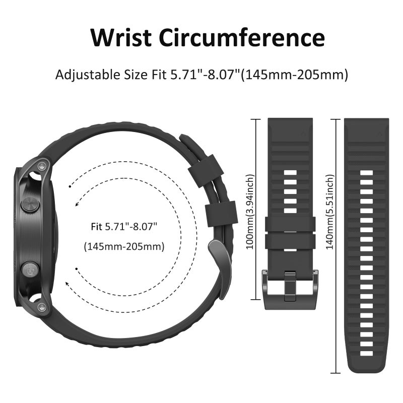 Watch Strap for Garmin Fenix 8X/Fenix 7X/Fenix 6X/Fenix 5X,26mm QuickFit Replacement Band for Garmin Enduro 3/Enduro 2,Fenix 3,Tactix Bravo (Black) - Image 4