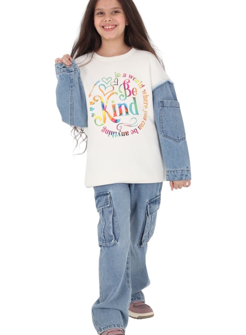 CHOiCE Girls' Winter Denim Pajama "KIND" - Stylish and Comfortable (Code 678) - Image 1