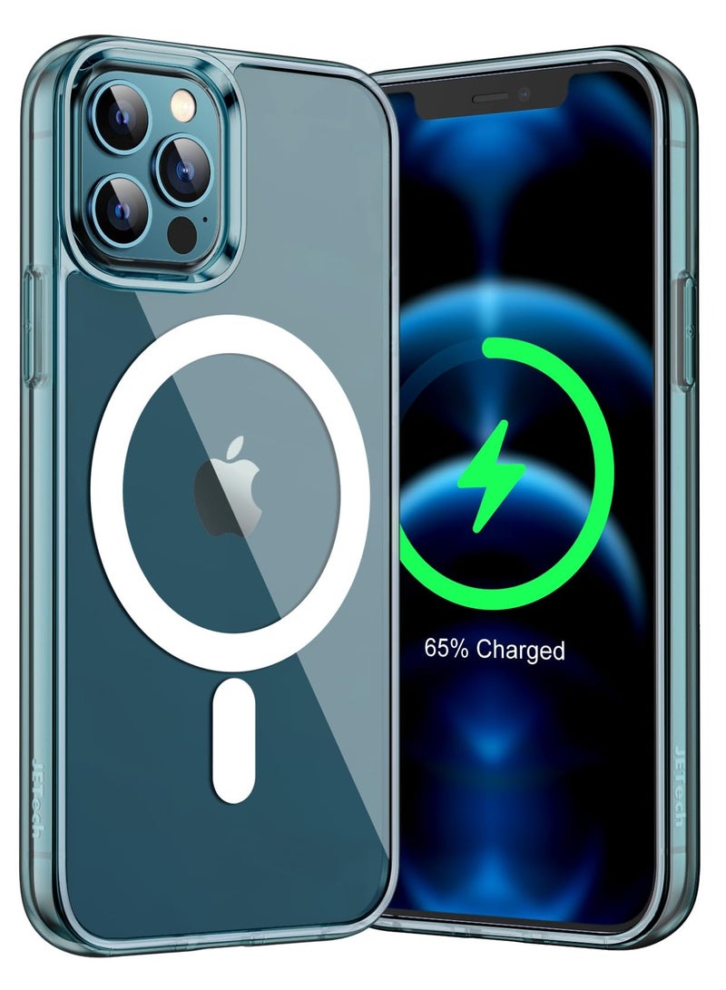 Jetech Magnetic Case for Iphone 12 Pro Max 6.7 Inch Compatible With Magsafe Wireless Charging Shockproof Phone Bumper Cover Anti Scratch Clear Back Pacific Blue - Image 1