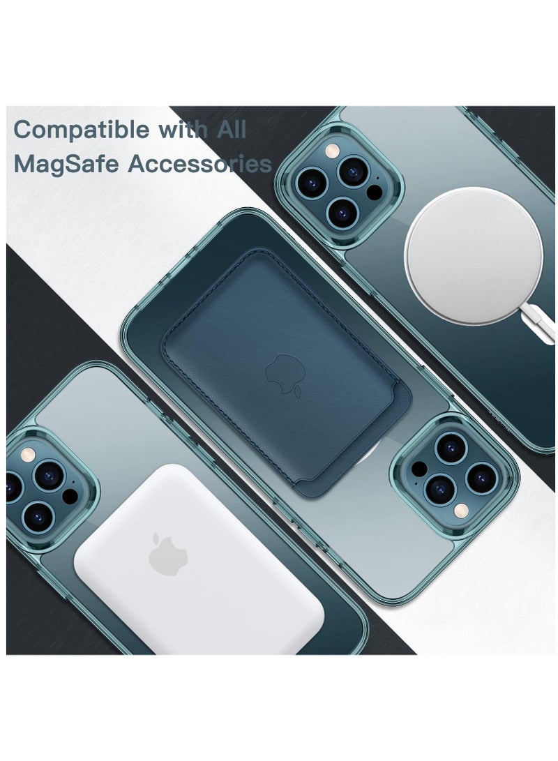Jetech Magnetic Case for Iphone 12 Pro Max 6.7 Inch Compatible With Magsafe Wireless Charging Shockproof Phone Bumper Cover Anti Scratch Clear Back Pacific Blue - Image 4