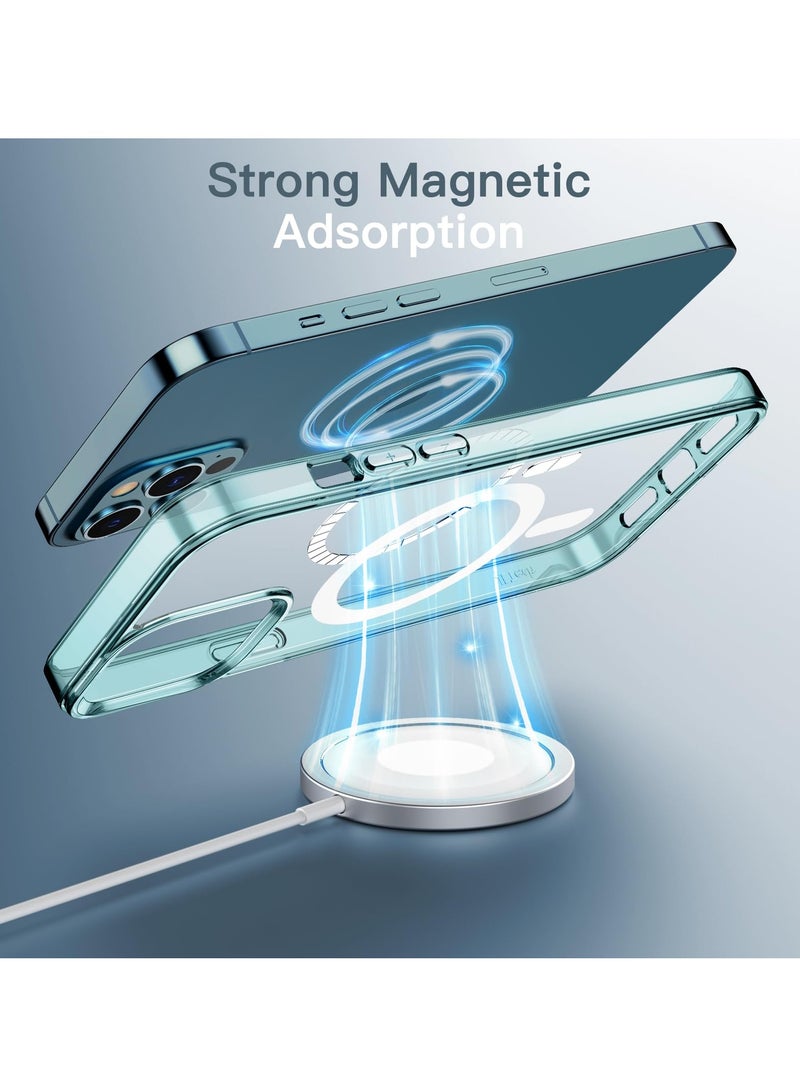 Jetech Magnetic Case for Iphone 12 Pro Max 6.7 Inch Compatible With Magsafe Wireless Charging Shockproof Phone Bumper Cover Anti Scratch Clear Back Pacific Blue - Image 3