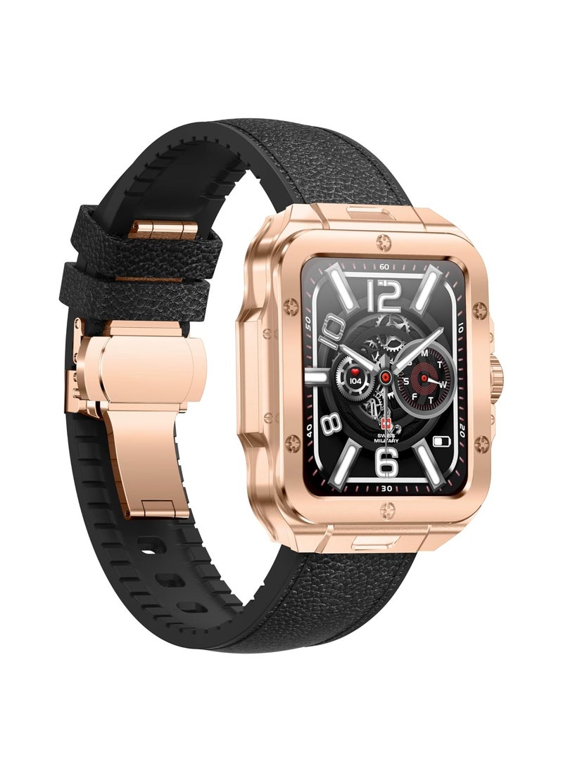 Swiss Military Alps 2 Smartwatch with Call Features, Music Playback, 1000 Songs Storage, IP67, Fitness & Health, Magnetic Charging, 7-12 Days Battery Life, iOS/Android Compatible - Rose Gold Black - pzsku/ZF56BC77F2DEBD6575CDAZ/45/_/1699944706/00d412e5-960a-4c41-88ce-8634a97678f0