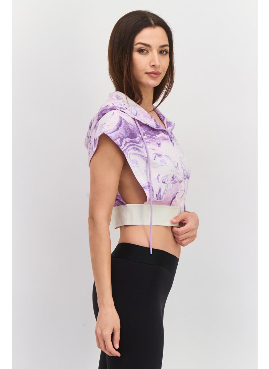 TRIBE OF 6 - Women Sportswear Fit Textured Training Hoodies, Purple - Image 1