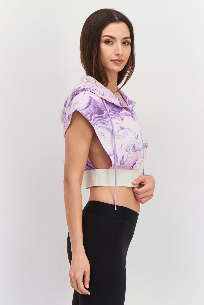 TRIBE OF 6 Women Sportswear Fit Textured Training Hoodies, Purple - Image 2