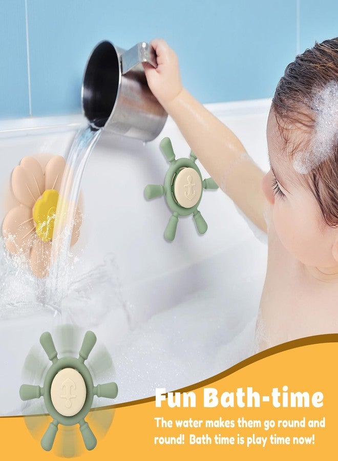 Socub Silicone Suction Cup Spinner Toy | Spinning Tops for Kids 1-3 | Airplane Car Travel Table Highchair & Window Toys for 1 2 Year Old | Toddler Sensory Bath Toys for Babies 12-18 Months(Sage/Blush) - Image 3