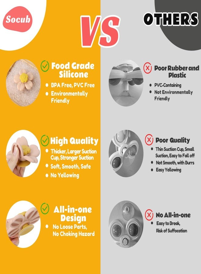 Socub Silicone Suction Cup Spinner Toy | Spinning Tops for Kids 1-3 | Airplane Car Travel Table Highchair & Window Toys for 1 2 Year Old | Toddler Sensory Bath Toys for Babies 12-18 Months(Sage/Blush) - Image 4