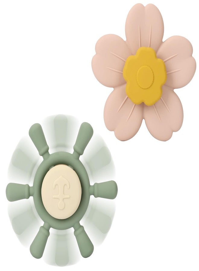 Socub Silicone Suction Cup Spinner Toy | Spinning Tops for Kids 1-3 | Airplane Car Travel Table Highchair & Window Toys for 1 2 Year Old | Toddler Sensory Bath Toys for Babies 12-18 Months(Sage/Blush) - Image 1