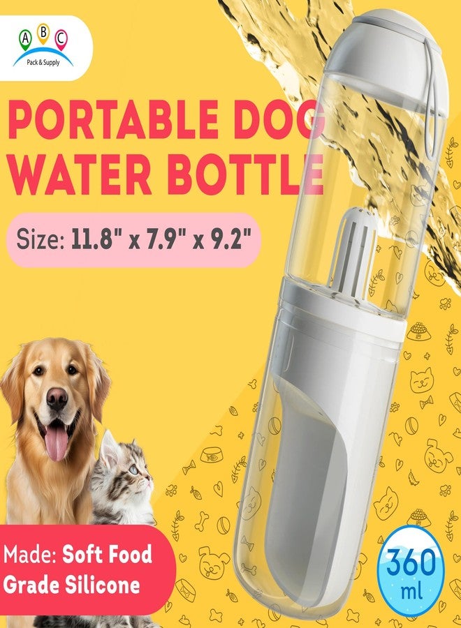 أيه بي سي باك آند سبلاي موزع مياه محمول للكلاب من ABC Pack & Supply، حجم مناسب للسفر 12 أونصة، مصنوع من مادة ABS بيضاء شفافة، زر تشغيل بيد واحدة، حزام معصم من السيليكون - Image 2