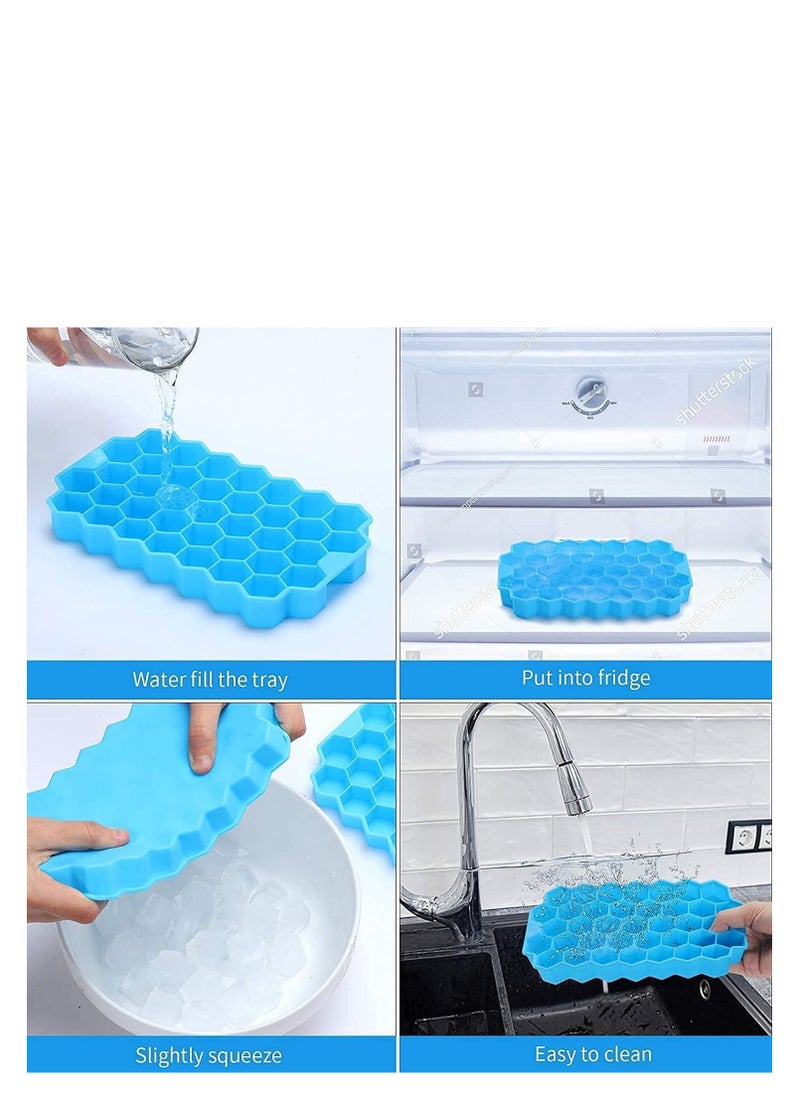 Generic - 37-Cavity Flexible Silicone Honeycomb Ice Cube Tray for Freezer Molds and Small Drink Cubes by Clasket, Soft Ice Cube Tray - 1 Pack - Image 1