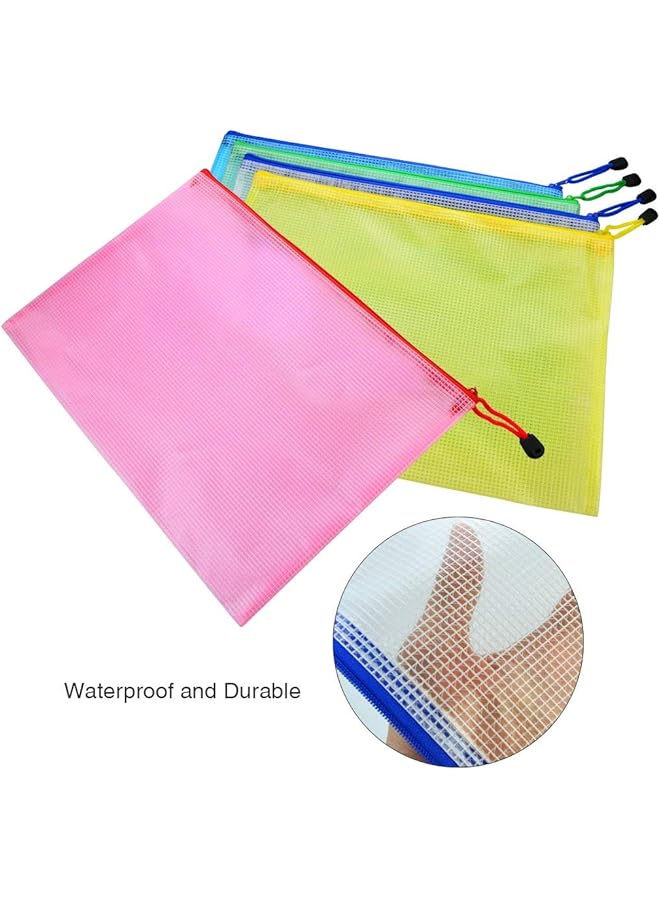 erorex 10 Pcs A4 Zipper File Bags Zippered Waterproof Pvc Pouch Plastic Zip Document Filing Folder 5 Colors  - Image 3