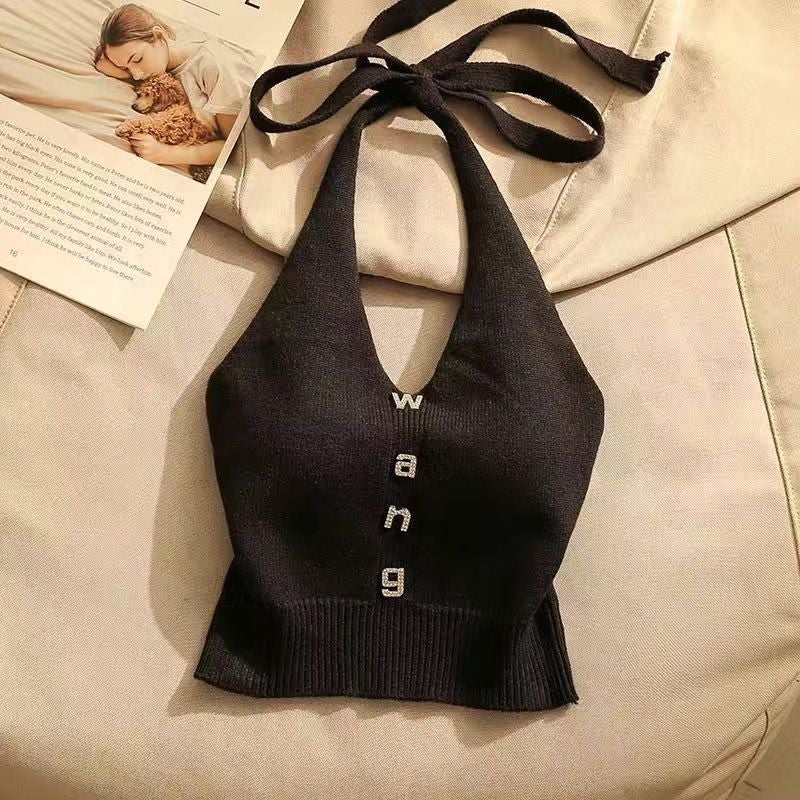 New Chinese Style Design Sense Shoulder Short Ice Shreds Girl Halter Strap Inner And Outer Wear Beautiful Back Slim Fit - Image 5