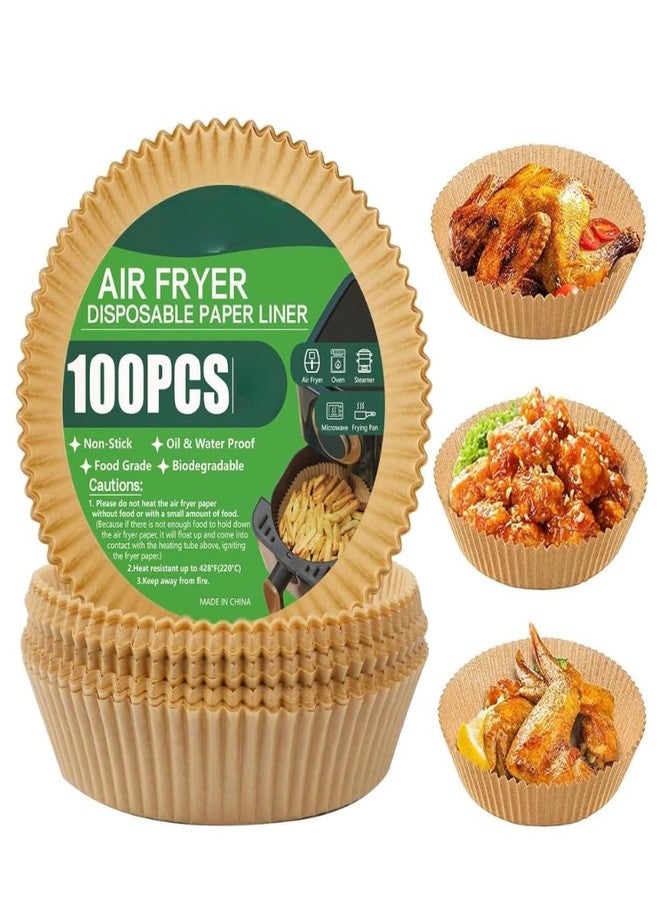 JAY EMPIRE 100-Pack Air Fryer Liners, 8 Inch Round Non-Stick Parchment Paper | Food Grade, Oil-Proof & No-Mess Baking Sheets for Air Fryer, Oven, and Microwave - Image 1
