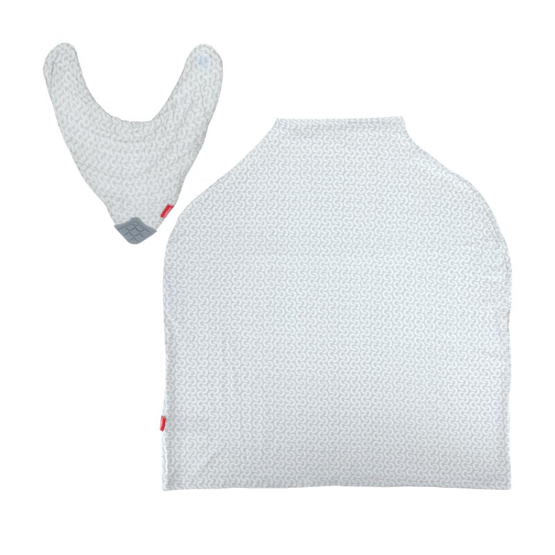 Nuby 5-in-1 Nursing Cover with 3+ Month Teething Bib, Grey - Image 5