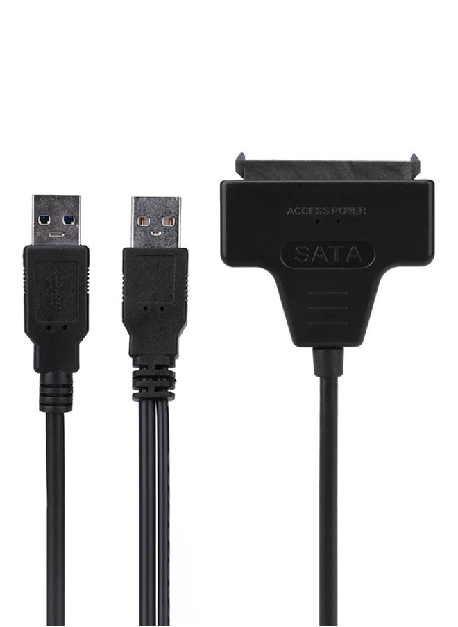 USB 2.0 To 7+15Pin SATA HDD Adapter Easy Drive Cable With USB Power Port Black  - Image 1
