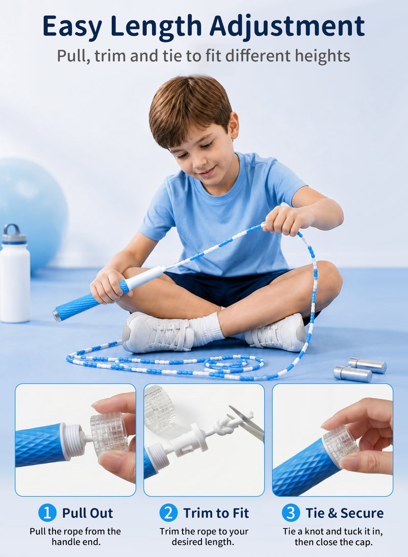 Axpeih 2-Pack Soft Beaded Jump Rope, Adjustable Tangle Free Skipping Rope with Soft Anti-slip Handles, 9.2 Feet Segmented Kids Jumping Rope for Kids, Men, Women, Keeping Fit, Training - Image 4