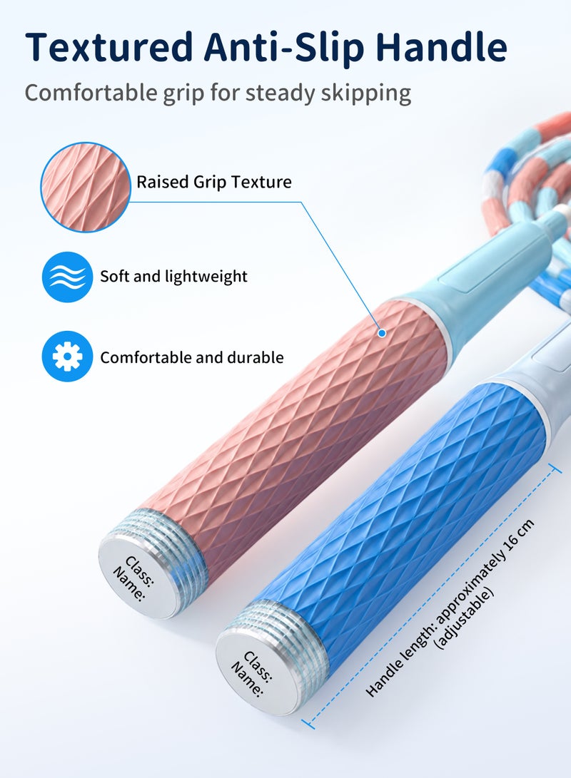 Axpeih 2-Pack Soft Beaded Jump Rope, Adjustable Tangle Free Skipping Rope with Soft Anti-slip Handles, 9.2 Feet Segmented Kids Jumping Rope for Kids, Men, Women, Keeping Fit, Training - Image 2