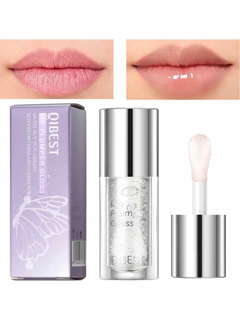QiBest زيت شفاه مرطب بلمسة لمعة مع رأس فرشاة كبير، تينت شفاه مملوء، جل شفاه مرطب، بلسم شفاه ملون، عناية شفاه شفافة، يدوم طويلاً، مرطب، غير لزج، قوام لامع ومنعش، زيت شفاه 2.8 جرام - Image 1