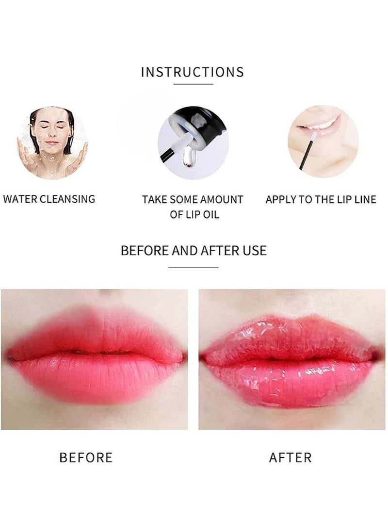 QiBest زيت شفاه مرطب بلمسة لمعة مع رأس فرشاة كبير، تينت شفاه مملوء، جل شفاه مرطب، بلسم شفاه ملون، عناية شفاه شفافة، يدوم طويلاً، مرطب، غير لزج، قوام لامع ومنعش، زيت شفاه 2.8 جرام - Image 4