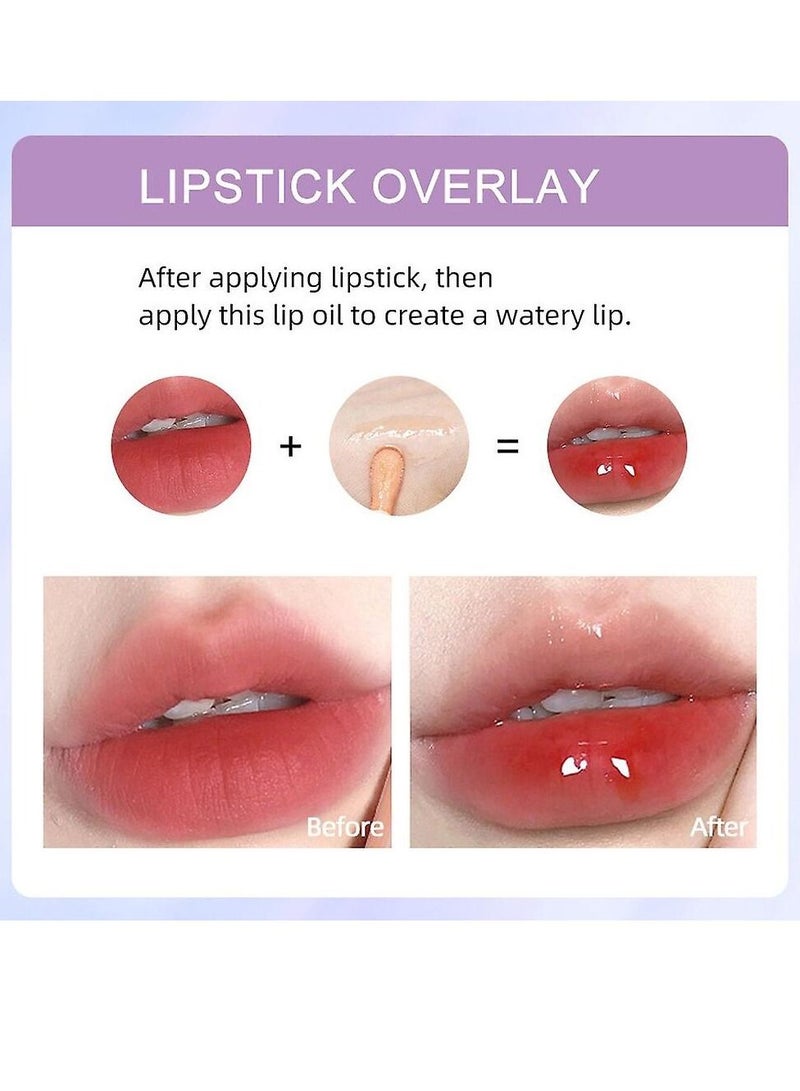 QiBest زيت شفاه مرطب بلمسة لمعة مع رأس فرشاة كبير، تينت شفاه مملوء، جل شفاه مرطب، بلسم شفاه ملون، عناية شفاه شفافة، يدوم طويلاً، مرطب، غير لزج، قوام لامع ومنعش، زيت شفاه 2.8 جرام - Image 5