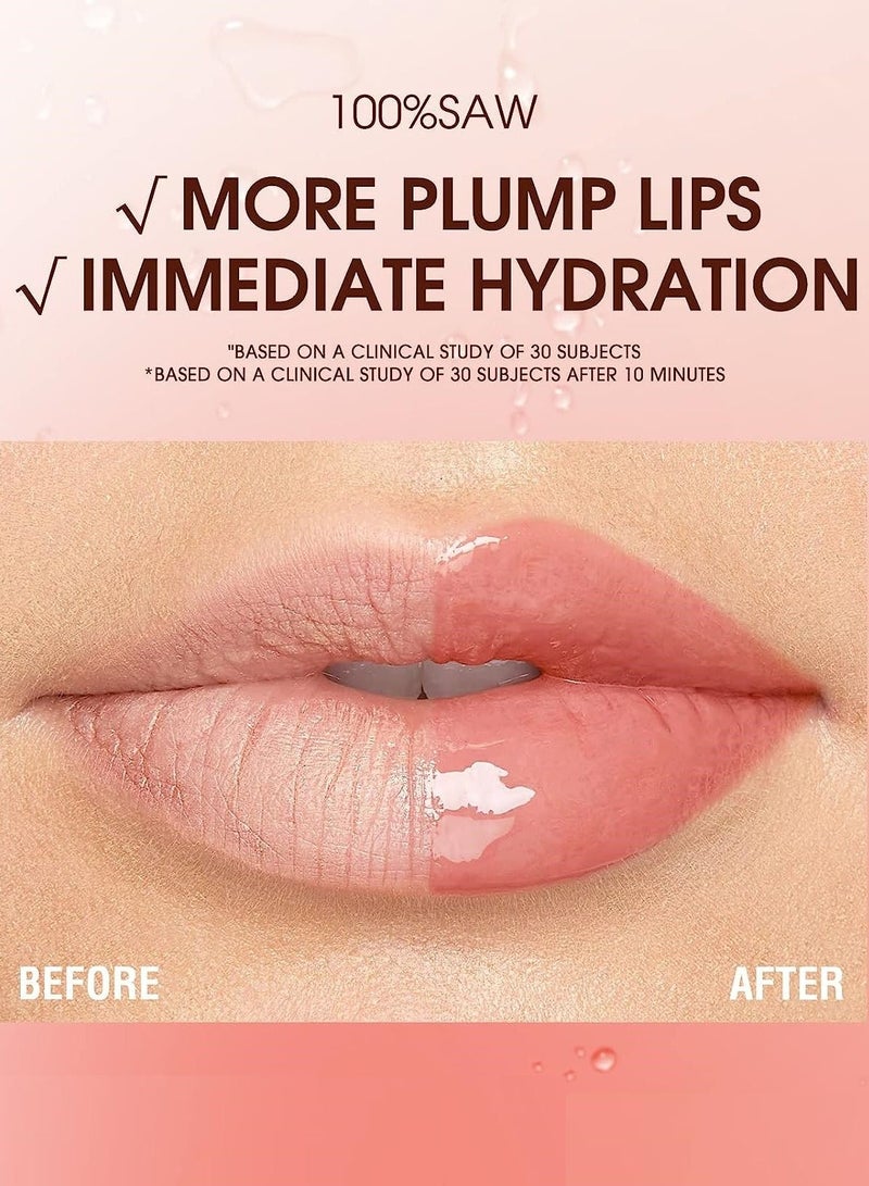 QiBest زيت شفاه مرطب بلمسة لمعة مع رأس فرشاة كبير، تينت شفاه مملوء، جل شفاه مرطب، بلسم شفاه ملون، عناية شفاه شفافة، يدوم طويلاً، مرطب، غير لزج، قوام لامع ومنعش، زيت شفاه 2.8 جرام - Image 3