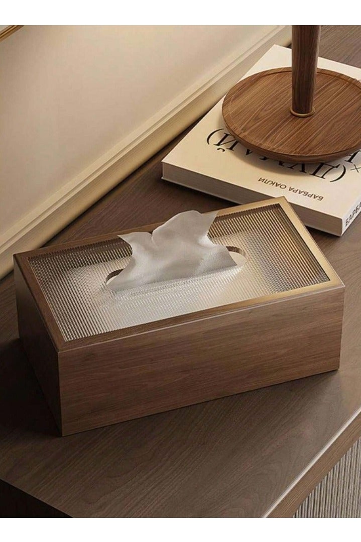 Cuken Wood Tissue Box Elegant Classic Style Napkin Tissue Holder with Sliding Lid Tabletop Decor for Living Room Dining Table 19.7*12.7*9.7 cm - Image 1