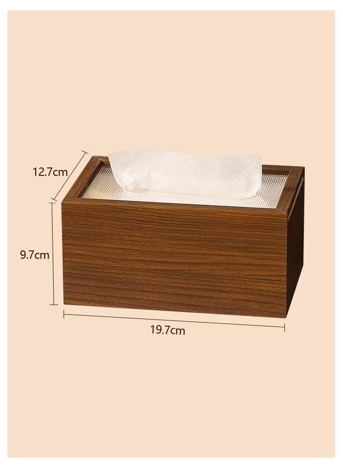 Cuken Wood Tissue Box Elegant Classic Style Napkin Tissue Holder with Sliding Lid Tabletop Decor for Living Room Dining Table 19.7*12.7*9.7 cm - Image 2