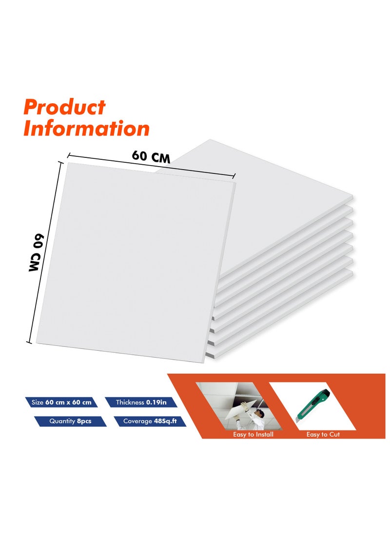 Duravel Duravel Gypsum False Ceiling Tile, Ultra-Thin White 600x600x7mm Pack of 8  - Image 2