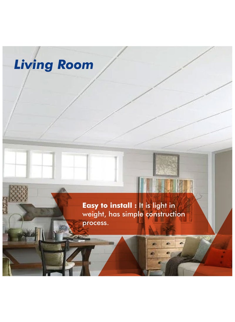 Duravel Duravel Gypsum False Ceiling Tile, Ultra-Thin White 600x600x7mm Pack of 8  - Image 3