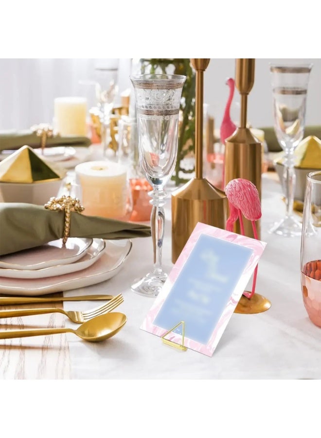 20 قطعة معدنية مثلث معدني لبطاقات مكان حاملات بطاقات مثلثات الصور حاملات مشبك صور حامل رقم طاولة الزفاف لافتة اسم الطاولة لحفل زفاف عيد ميلاد حفلة زفاف المنزل - Image 4