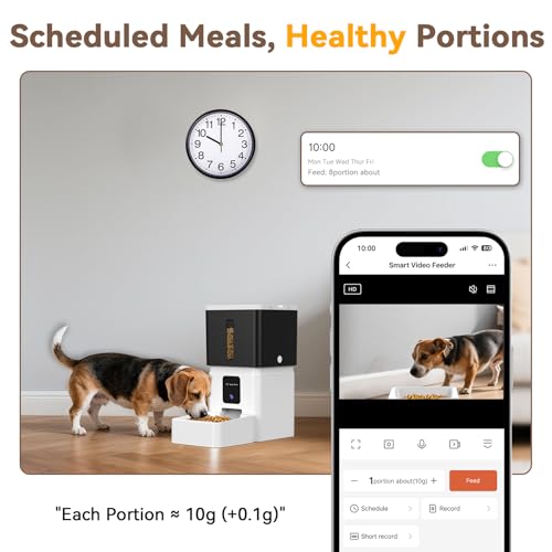 UTCG Automatic Dog Feeder with Camera: 8L/33 Cups 5G WiFi Timed Food Dispenser for Medium Dogs - 1080P HD Night Vision Video Recording 2-Way Audio APP Control - Image 4