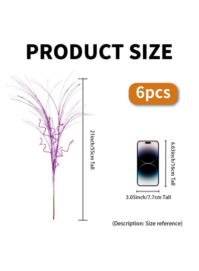 Kunjocy 6 Pcs Christmas Glitter Ting Branches Stems Ornaments 21.6" Decorative Glittery Sticks Curly Twigs Picks for Halloween Xmas Tree Sprays Wreath Crafts Tree Topper Fillers Holiday Home Decor (Purple, 6)  - Image 4