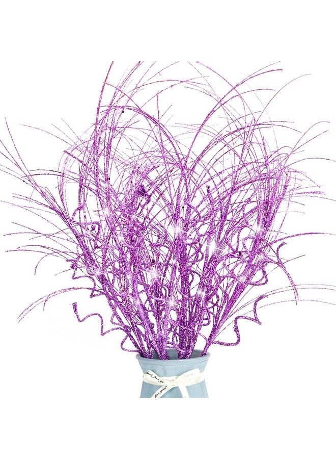 Kunjocy 6 Pcs Christmas Glitter Ting Branches Stems Ornaments 21.6" Decorative Glittery Sticks Curly Twigs Picks for Halloween Xmas Tree Sprays Wreath Crafts Tree Topper Fillers Holiday Home Decor (Purple, 6)  - Image 1