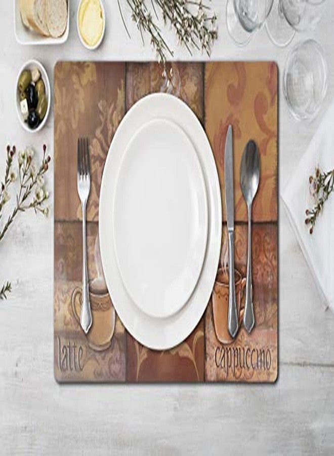 Popular Bath Popular Home Stylish Place Mats Coffee Tiles Kitchen décor with Premium Polypropylene Material Stain resistan, Design Your Kitchen Table with Lavish Design with Perfect with Coffee Tiles Set of 4 - Image 2